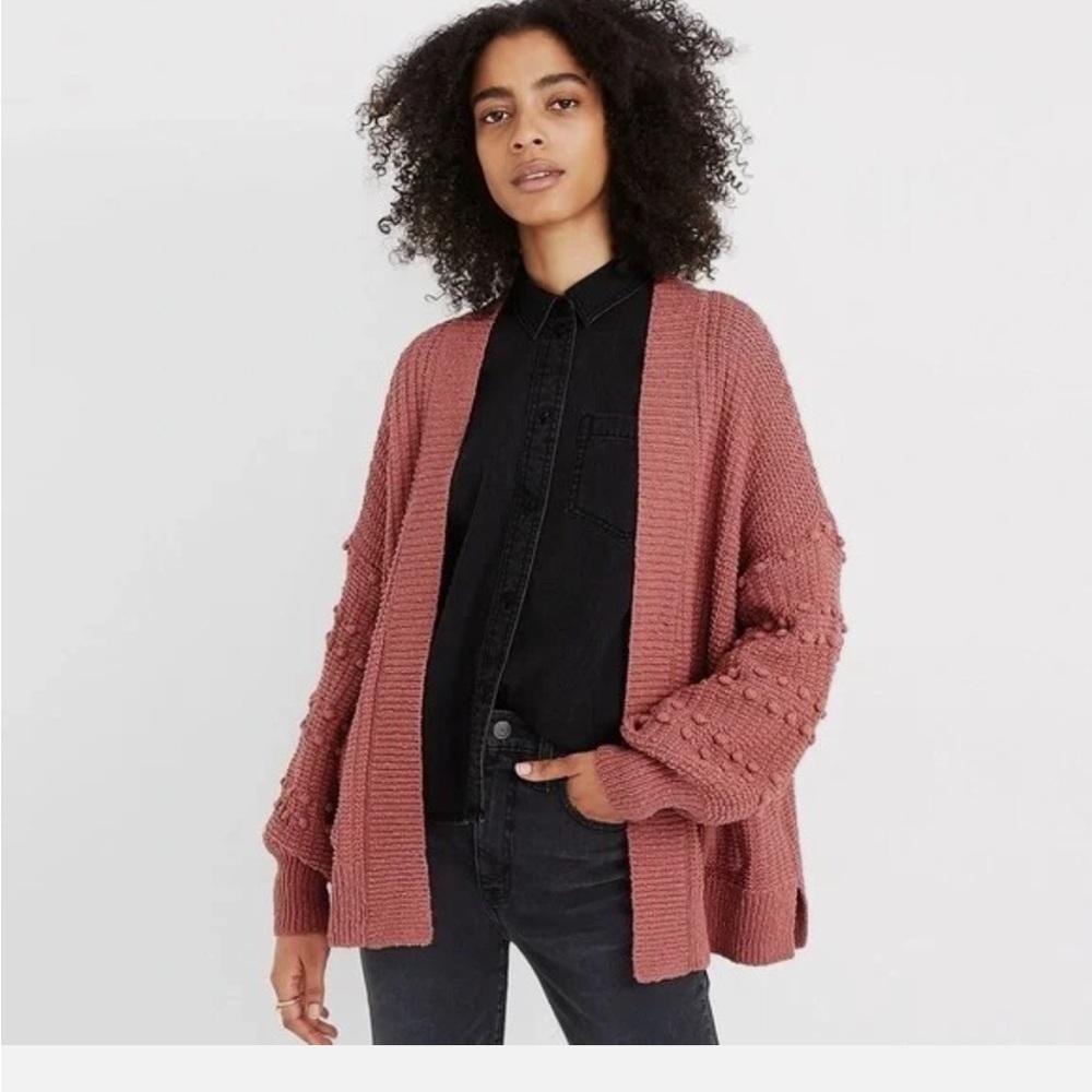 Madewell Bobble Cardigan Sweater in Dusty Rose